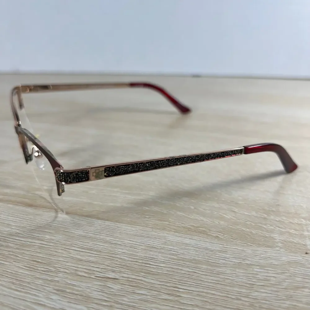 Ann Taylor Luxury Petite ATP012 C02 Half Rim Eyeglasses Red Frame Only 50-16-130